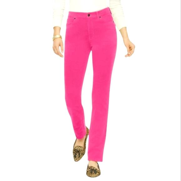 TALBOTS Raspberry Pink Straight-Leg Corduroy Stretch Pants Size 10 P Petite - Picture 1 of 9